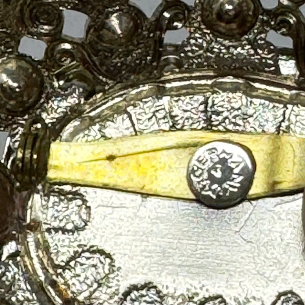 West Germany Pale Green Victorian Style Vintage Brooch Very Lightweight Metal